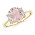 thumbnail image 1 of ANGARA Natural Tapered Shank Solitaire Oval 1.65 ct Morganite Ring with Diamonds in 14K Yellow Gold for Women | Birthday, Anniversary, Jewelry Gift for Women | Natural Morganite Ring, 1 of 10