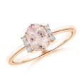 thumbnail image 1 of ANGARA Natural Tapered Shank Solitaire Oval Morganite Ring with Diamonds in 14K Rose Gold for Women | Birthday, Anniversary, Jewelry Gift for Women | Natural Morganite Ring, 1 of 10