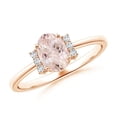 thumbnail image 1 of ANGARA Natural Tapered Shank Solitaire Oval Morganite Ring with Diamonds in 14K Rose Gold for Women | Birthday, Anniversary, Jewelry Gift for Women | Natural Morganite Ring, 1 of 7