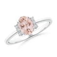 thumbnail image 1 of ANGARA Natural Tapered Shank Solitaire Oval Morganite Ring with Diamonds in 14K White Gold for Women | Birthday, Anniversary, Jewelry Gift for Women | Natural Morganite Ring, 1 of 7