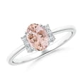 thumbnail image 1 of ANGARA Natural Tapered Shank Solitaire Oval Morganite Ring with Diamonds in 14K White Gold for Women | Birthday, Anniversary, Jewelry Gift for Women | Natural Morganite Ring, 1 of 10