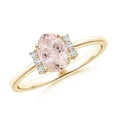 thumbnail image 1 of ANGARA Natural Tapered Shank Solitaire Oval Morganite Ring with Diamonds in 14K Yellow Gold for Women | Birthday, Anniversary, Jewelry Gift for Women | Natural Morganite Ring, 1 of 7
