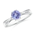 thumbnail image 1 of ANGARA Natural Tapered Shank Tanzanite Solitaire Ring with Diamonds in 14K White Gold for Women (Size-6mm) | December Birthstone, Anniversary, Jewelry Gift for Women | Natural Tanzanite Ring, 1 of 9