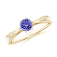 thumbnail image 1 of ANGARA Natural Tapered Shank Tanzanite Solitaire Ring with Diamonds in 14K Yellow Gold for Women (Size-5mm) | December Birthstone, Anniversary, Jewelry Gift for Women | Natural Tanzanite Ring, 1 of 9