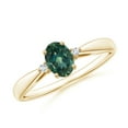 thumbnail image 1 of Angara Rings - Natural Teal Montana Sapphire Solitaire Ring with Diamonds in 14K Yellow Gold for Women (Size-6x4mm) | September Birthstone Jewelry, Birthday, Anniversary, Jewelry Gift for Women, 1 of 9