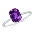 thumbnail image 1 of ANGARA Natural Thin Shank Cushion Cut 1.2 ct Amethyst Ring with Diamonds in 14K White Gold for Women (Size-8x6mm) | February Birthstone, Anniversary, Jewelry Gift for Women | Natural Amethyst Ring, 1 of 9