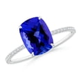 thumbnail image 1 of ANGARA Natural Thin Shank Cushion Cut 2.45 ct Tanzanite Ring with Diamonds in 14K White Gold for Women (Size-9x7mm) | December Birthstone, Anniversary, Jewelry Gift for Women | Natural Tanzanite Ring, 1 of 10