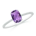 thumbnail image 1 of ANGARA Natural Thin Shank Cushion Cut Amethyst Ring With Diamond Accents in 14K White Gold for Women (Size-7x5mm) | February Birthstone, Anniversary, Jewelry Gift for Women | Natural Amethyst Ring, 1 of 8