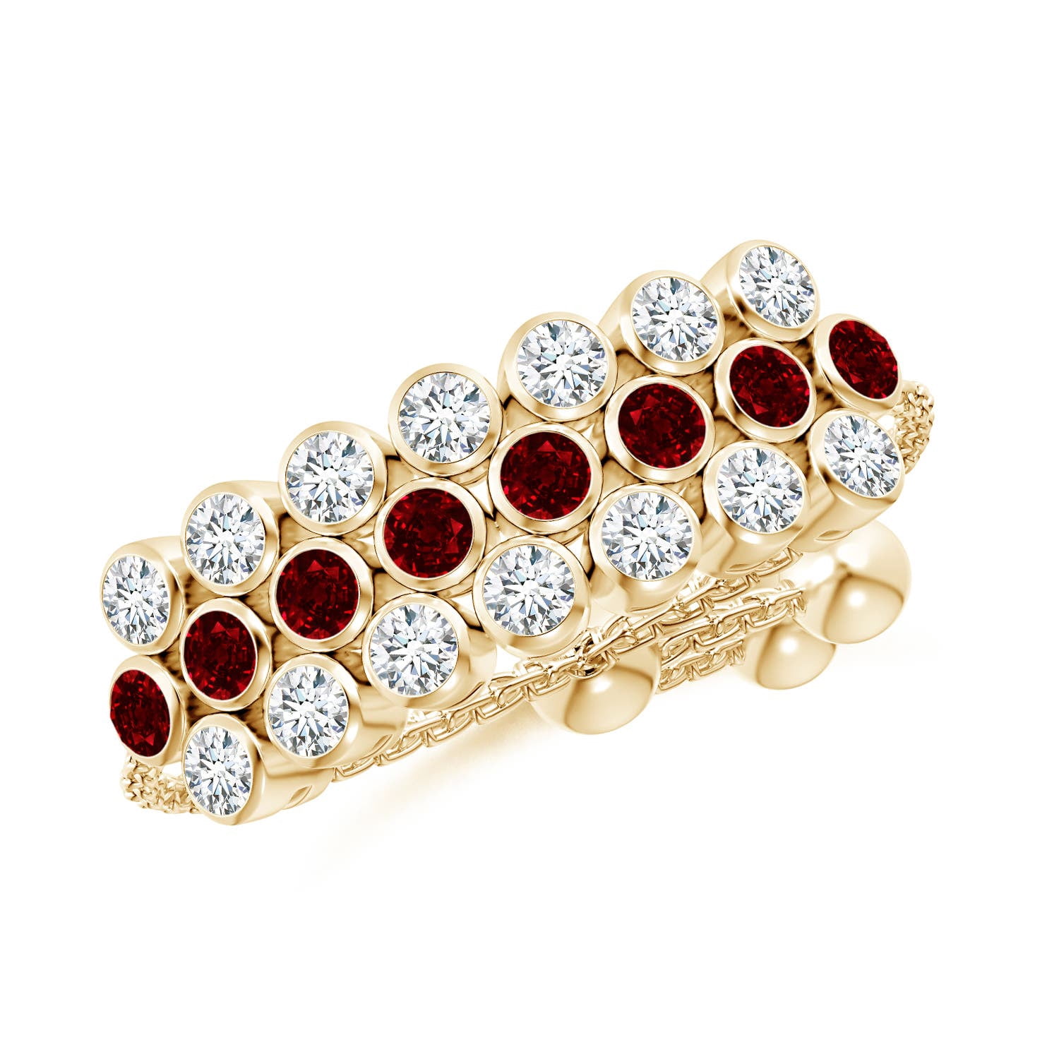 ANGARA Natural Three Row Bezel-Set Ruby and Diamond Tennis Bolo Ring in ...