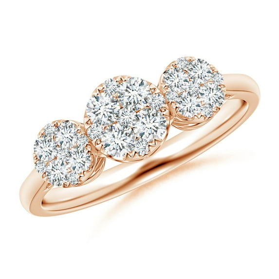 ANGARA Natural Three Stone Composite Diamond Ring in 14K Rose Gold for Women (Size-2.45mm| Color-G| Clarity-VS2) | April Birthstone, Anniversary, Jewelry Gift for Women | Natural Diamond Ring