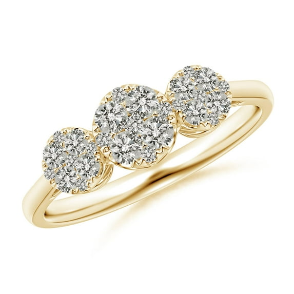 ANGARA Natural Three Stone Composite Diamond Ring in 14K Yellow Gold for Women (Size-2.25mm| Color-K| Clarity-I3) | April Birthstone, Anniversary, Jewelry Gift for Women | Natural Diamond Ring