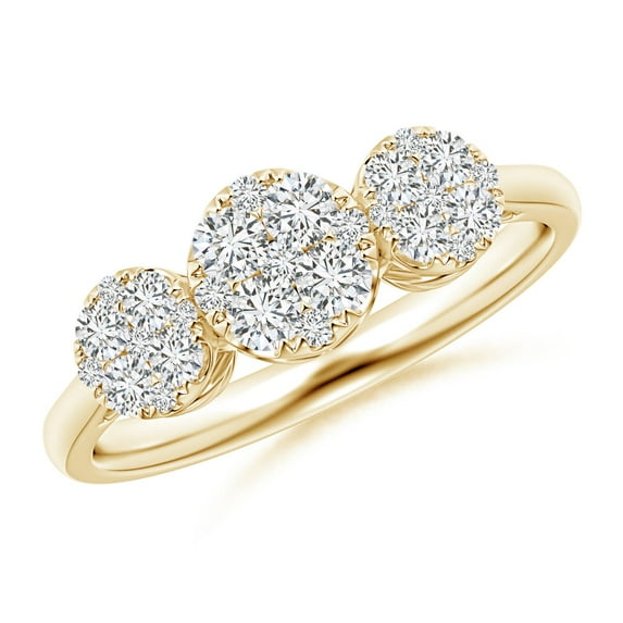 ANGARA Natural Three Stone Composite Diamond Ring in 14K Yellow Gold for Women (Size-2.45mm| Color-H| Clarity-SI2) | April Birthstone, Anniversary, Jewelry Gift for Women | Natural Diamond Ring