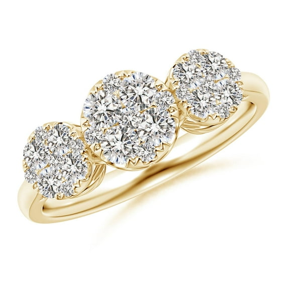 ANGARA Natural Three Stone Composite Diamond Ring in 14K Yellow Gold for Women (Size-2.7mm| Color-I-J| Clarity-I1-I2) | April Birthstone, Anniversary, Jewelry Gift for Women | Natural Diamond Ring