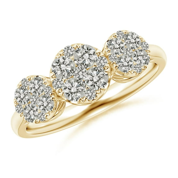 ANGARA Natural Three Stone Composite Diamond Ring in 14K Yellow Gold for Women (Size-2.7mm| Color-K| Clarity-I3) | April Birthstone, Anniversary, Jewelry Gift for Women | Natural Diamond Ring