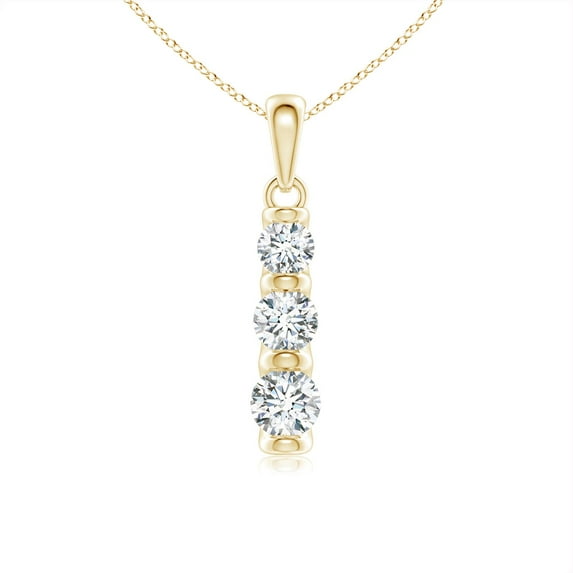 ANGARA Natural Three Stone Diamond Journey Pendant in 14K Yellow Gold for Women (Size-3.6mm| Color-G| Clarity-VS2) | April Birthstone, Anniversary, Jewelry Gift for Women | Natural Diamond Necklace
