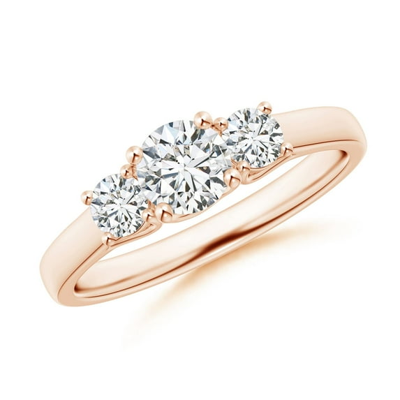 ANGARA Natural Three Stone Diamond Trellis Engagement Ring in 14K Rose Gold for Women (Size-5.1mm| Color-H| Clarity-SI2) | April Birthstone, Anniversary, Jewelry Gift for Women | Natural Diamond Ring