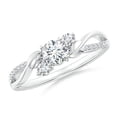 thumbnail image 1 of Angara Natural Diamond Three Stone Engagement Ring for Women in 14K White Gold (Size-4.4mm) | April Birthstone Jewelry (Ring Size - 10), 1 of 12