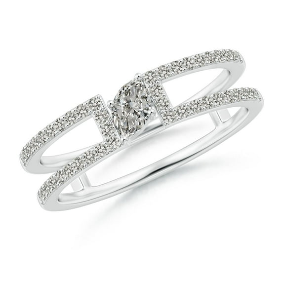 ANGARA Natural Tilted Marquise Diamond Split Shank Ring in 14K White Gold for Women (Size-5x3mm| Color-K| Clarity-I3) | April Birthstone, Anniversary, Jewelry Gift for Women | Natural Diamond Ring