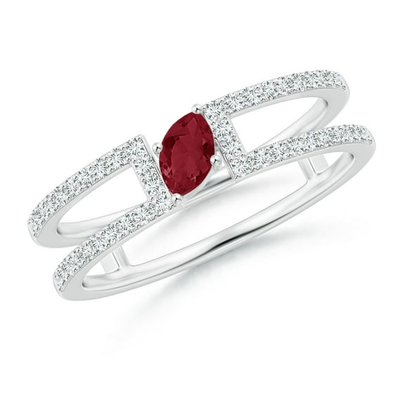 ANGARA Natural Tilted Marquise Ruby Parallel Split Shank Ring in 14K White Gold for Women (Size-5x2.5mm) | July Birthstone, Birthday, Anniversary, Jewelry Gift for Women | Natural Ruby Ring
