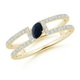 thumbnail image 1 of ANGARA Natural Tilted Marquise Sapphire Parallel Split Shank Ring in 14K Yellow Gold for Women (Size-5x2.5mm) | September Birthstone, Anniversary, Jewelry Gift for Women | Natural Blue Sapphire Ring, 1 of 8