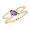 thumbnail image 1 of ANGARA Natural Tilted Pear Amethyst Solitaire Parallel Split Shank Ring in 14K Yellow Gold for Women (Size-6x4mm) | February Birthstone, Anniversary, Jewelry Gift for Women | Natural Amethyst Ring, 1 of 9