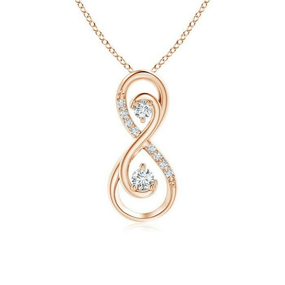 ANGARA Natural Together Forever Diamond Infinity Pendant for Mom in 14K Rose Gold for Women (Size-2.5mm| Color-G| Clarity-VS2) | Anniversary, Jewelry Gift for Women | Natural Diamond Necklace