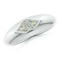 thumbnail image 1 of ANGARA Natural Triangle and Baguette Diamond Signet Ring in 14K White Gold for Women (Size-4mm| Color-K| Clarity-I3) | April Birthstone, Anniversary, Jewelry Gift for Women | Natural Diamond Ring, 1 of 9