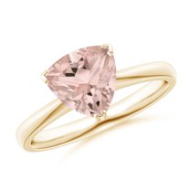 ANGARA Natural Trillion 1.35 ct Morganite Solitaire Engagement Ring in 14K Yellow Gold for Women | Birthday, Anniversary, Jewelry Gift for Women | Natural Morganite Ring