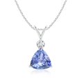 thumbnail image 1 of ANGARA Natural Trillion 1.8 ct Tanzanite Solitaire Pendant with Diamond in 14K White Gold for Women (Size-8mm) | December Birthstone, Anniversary, Jewelry Gift for Women | Natural Tanzanite Necklace, 1 of 9