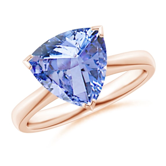 ANGARA Natural Trillion 3 ct Tanzanite Solitaire Engagement Ring in 14K Rose Gold for Women (Size-10mm) | December Birthstone, Birthday, Anniversary, Jewelry Gift for Women | Natural Tanzanite Ring