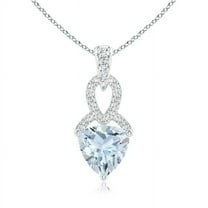 ANGARA Natural Trillion Aquamarine Dangle Pendant with Diamond Accents in 14K White Gold for Women (Size-6mm) | March Birthstone, Anniversary, Jewelry Gift for Women | Natural Aquamarine Necklace