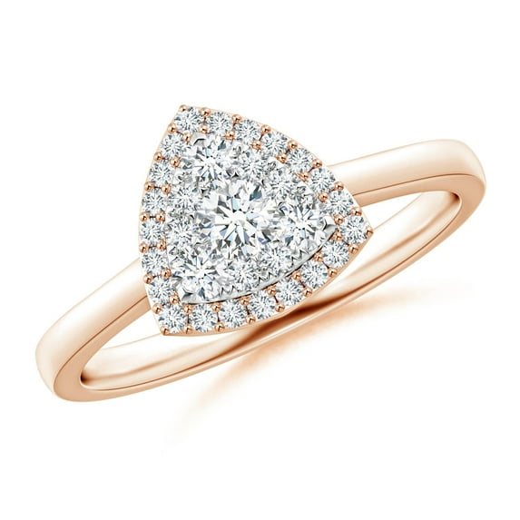 ANGARA Natural Trillion Composite Diamond Halo Ring in 14K Rose Gold for Women (Size-3.3mm| Color-G| Clarity-VS2) | April Birthstone, Anniversary, Jewelry Gift for Women | Natural Diamond Ring