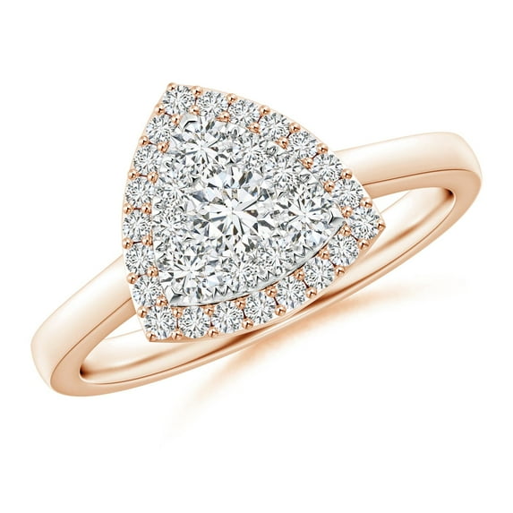 ANGARA Natural Trillion Composite Diamond Halo Ring in 14K Rose Gold for Women (Size-3.75mm| Color-H| Clarity-SI2) | April Birthstone, Anniversary, Jewelry Gift for Women | Natural Diamond Ring
