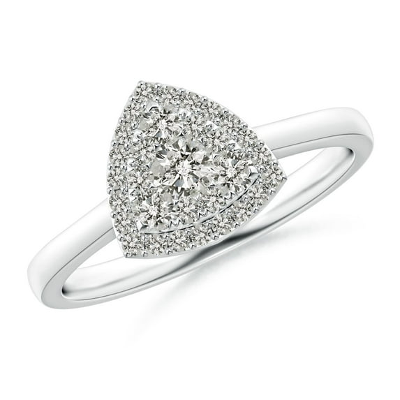 ANGARA Natural Trillion Composite Diamond Halo Ring in 14K White Gold for Women (Size-3.3mm| Color-K| Clarity-I3) | April Birthstone, Anniversary, Jewelry Gift for Women | Natural Diamond Ring