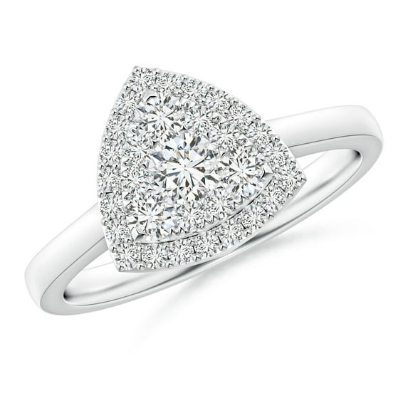 ANGARA Natural Trillion Composite Diamond Halo Ring in 14K White Gold for Women (Size-3.75mm| Color-H| Clarity-SI2) | April Birthstone, Anniversary, Jewelry Gift for Women | Natural Diamond Ring