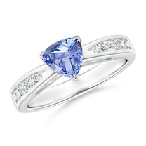 ANGARA Natural Trillion Tanzanite Solitaire Ring with Diamond Accents in 14K White Gold for Women (Size-6mm) | December Birthstone, Anniversary, Jewelry Gift for Women | Natural Tanzanite Ring