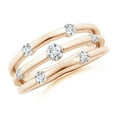 thumbnail image 1 of ANGARA Natural Triple Row Dotted Diamond Orbit Ring in 14K Rose Gold for Women (Size-3.3mm| Color-G| Clarity-VS2) | April Birthstone, Anniversary, Jewelry Gift for Women | Natural Diamond Ring, 1 of 10