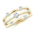 thumbnail image 1 of ANGARA Natural Triple Row Dotted Diamond Orbit Ring in 14K Yellow Gold for Women (Size-3.7mm| Color-G| Clarity-VS2) | April Birthstone, Anniversary, Jewelry Gift for Women | Natural Diamond Ring, 1 of 10