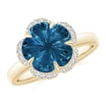 thumbnail image 1 of ANGARA Natural Tulip-Inspired 5.2 ct London Blue Topaz Ring with Diamond in 14K Yellow Gold for Women (Size-10mm) | Anniversary, Jewelry Gift for Women | Natural London Blue Topaz Ring, 1 of 8