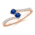 thumbnail image 1 of ANGARA Natural Two Stone Blue Sapphire Bypass Ring with Diamond Accents in 14K Rose Gold for Women (Size-3mm) | September Birthstone, Anniversary, Jewelry Gift for Women | Natural Blue Sapphire Ring, 1 of 7