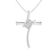 thumbnail image 1 of Angara Natural Diamond Cross Pendant Necklace for Women in 14K White Gold (Size-3.2mm) – April Birthstone Jewelry | Two Stone Diamond Cross Necklace, 1 of 7