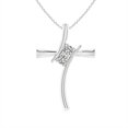 thumbnail image 1 of Angara Natural Diamond Cross Pendant Necklace for Women in 14K White Gold (Size-3.2mm) – April Birthstone Jewelry | Two Stone Diamond Cross Necklace, 1 of 7