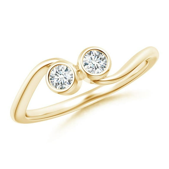 ANGARA Natural Two Stone Diamond Engagement Ring in 14K Yellow Gold for Women (Size-3.2mm| Color-G| Clarity-VS2) | April Birthstone, Anniversary, Jewelry Gift for Women | Natural Diamond Ring