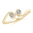 thumbnail image 1 of ANGARA Natural Two Stone Diamond Engagement Ring in 14K Yellow Gold for Women (Size-3.2mm| Color-K| Clarity-I3) | April Birthstone, Anniversary, Jewelry Gift for Women | Natural Diamond Ring, 1 of 7