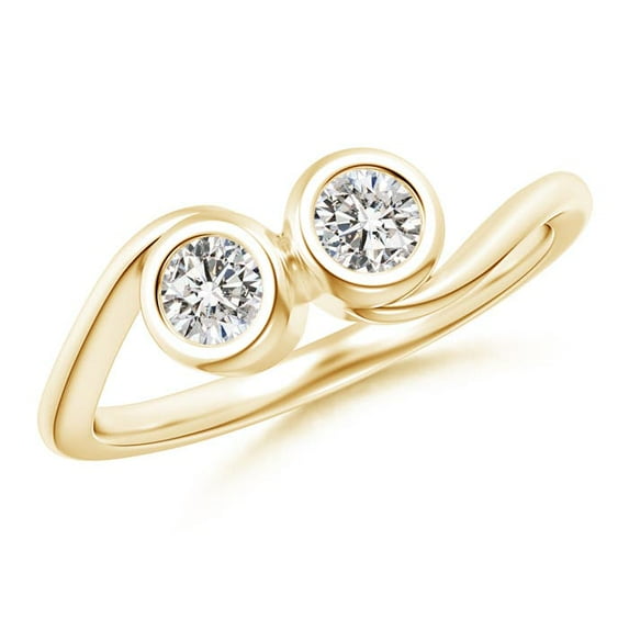ANGARA Natural Two Stone Diamond Engagement Ring in 14K Yellow Gold for Women (Size-4.1mm| Color-I-J| Clarity-I1-I2) | April Birthstone, Anniversary, Jewelry Gift for Women | Natural Diamond Ring