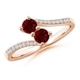 thumbnail image 1 of ANGARA Natural Two Stone Ruby Bypass Ring with Diamond Accents in 14K Rose Gold for Women (Size-3.7mm) | July Birthstone Jewelry for Her | Natural Ruby Rings, 1 of 8
