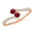 thumbnail image 1 of ANGARA Natural Two Stone Ruby Bypass Ring with Diamond Accents in 14K Rose Gold for Women (Size-3mm) | July Birthstone, Birthday, Anniversary, Jewelry Gift for Women | Natural Ruby Ring, 1 of 7
