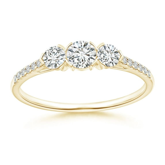ANGARA Natural Unique Diamond 3 Stone Engagement Ring in 14K Yellow Gold for Women (Size-3.8mm| Color-H| Clarity-SI2) | April Birthstone, Anniversary, Jewelry Gift for Women | Natural Diamond Ring