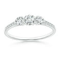 thumbnail image 1 of ANGARA Natural Unique Diamond Three Stone Engagement Ring in 14K White Gold for Women (Size-3.8mm| Color-G| Clarity-VS2) | April Birthstone, Anniversary, Jewelry Gift for Women | Natural Diamond Ring, 1 of 9