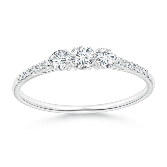 ANGARA Natural Unique Diamond Three Stone Engagement Ring in 14K White Gold for Women (Size-3mm| Color-G| Clarity-VS2) | April Birthstone, Anniversary, Jewelry Gift for Women | Natural Diamond Ring